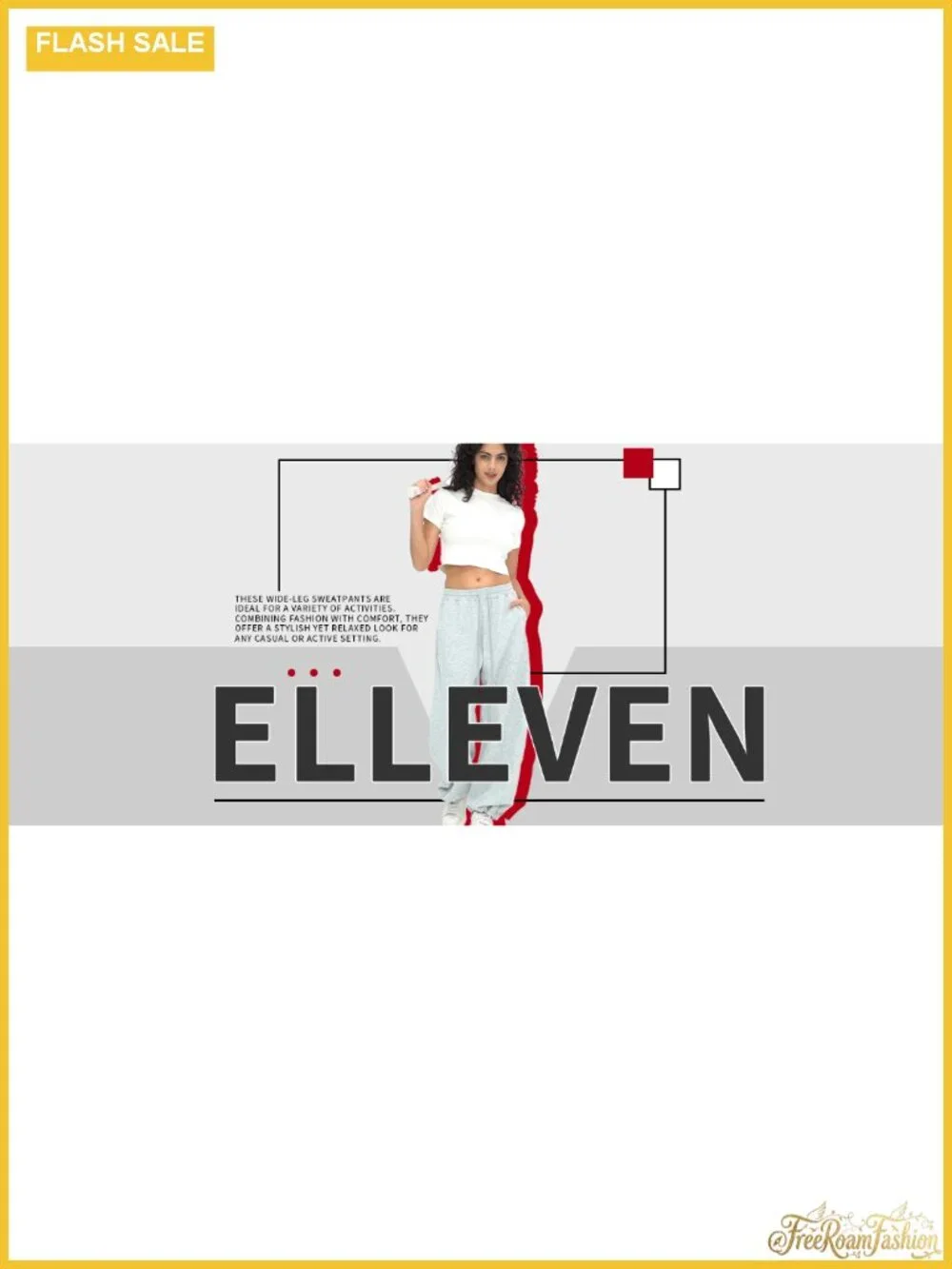 ELLEVEN Women Wide Leg Barrel Sweatpants Drawstring Pockets Cotton Blend